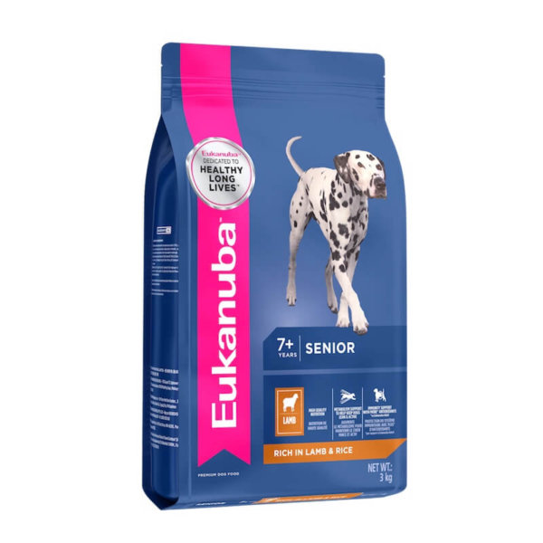 Bag image for Eukanuba dry dog food for all breed senior dogs - with lamb