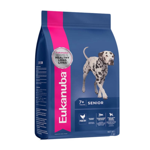 Bag image for Eukanuba dry dog food for medium breed senior dogs - with poultry