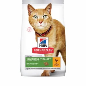 Pack image for Hills Science Plan dry cat food for mature cats in the Youthful Vitality range, chicken flavour