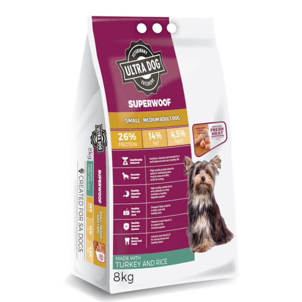 Image for Ultra Dog Superwoof dry food for small to medium breed adult dogs - with turkey and rice